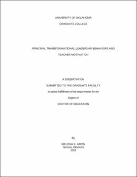 Principal Transformational Leadership Behavior And Teacher Motivation Dissertation Topic 