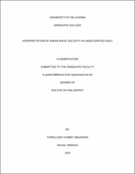 Interpretation of shear wave velocity in unsaturated soils